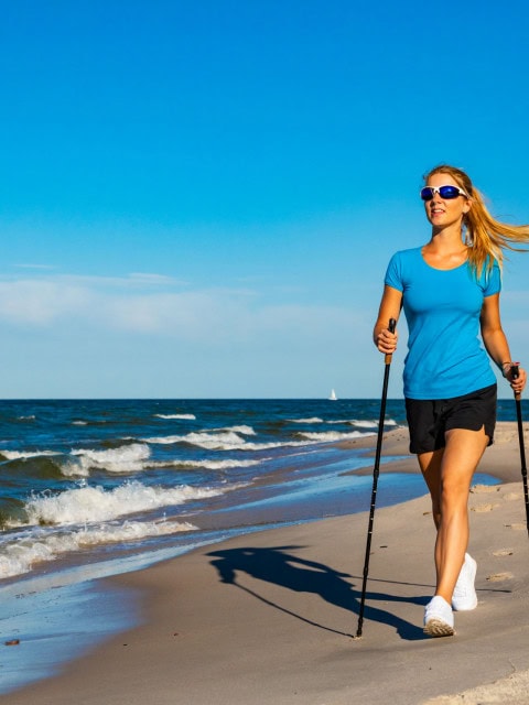 Nordic Walking am Strand im Strandhotel Dünenmeer