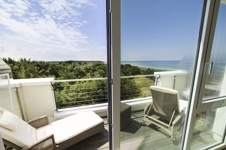 Balkon eines Doppelzimmers im Strandhotel Dünenmeer