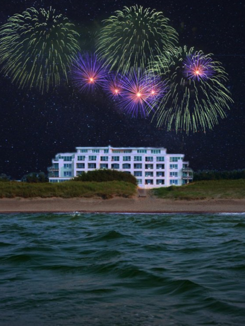 Feuerwerk über dem Strandhotel Dünenmeer