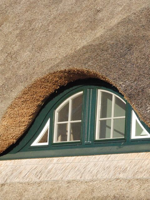 Reetdach eines Ferienhauses des Strandhotel Dünenmeers