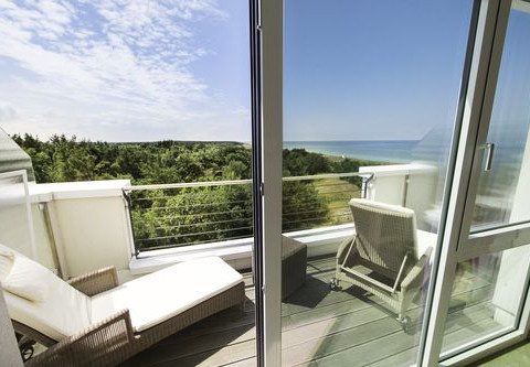 Terrasse eines Doppelzimmers im Strandhotel Dünenmeer